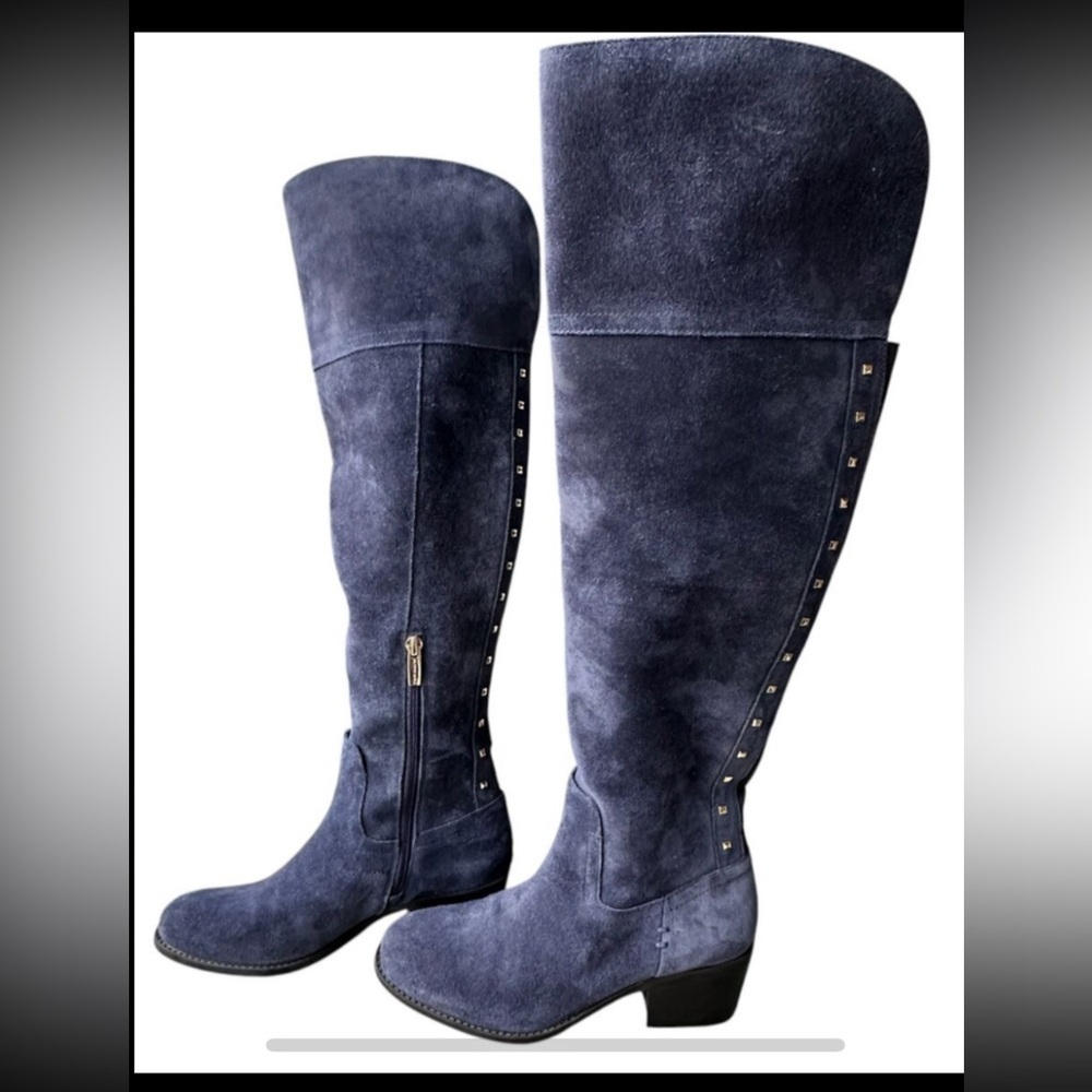Euc Vince Camuto Briella blue suede knee high boots